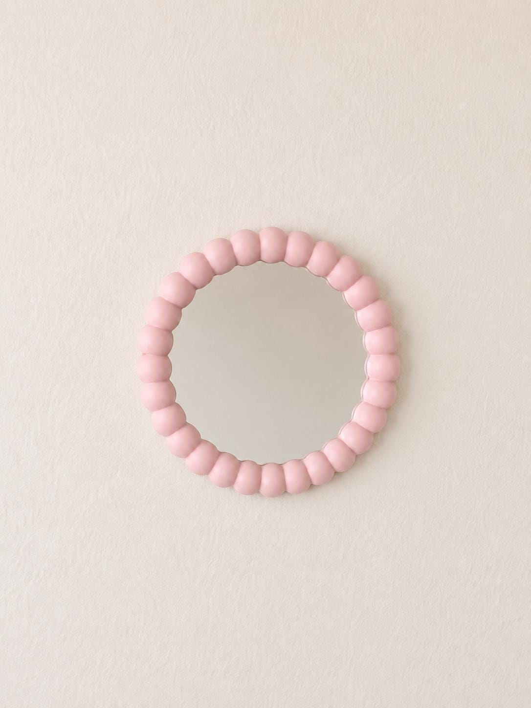 Handmade Pink Beaded Round Mirror