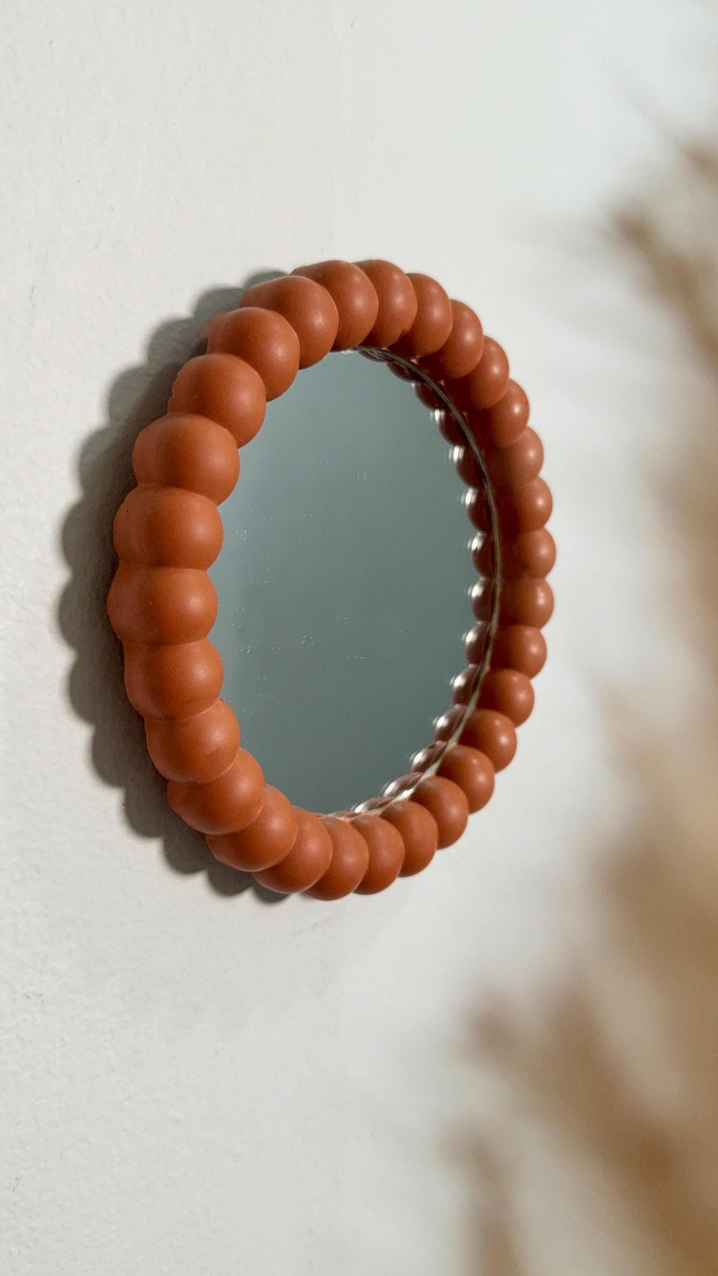 Handmade Terracotta Beaded Round Mirror